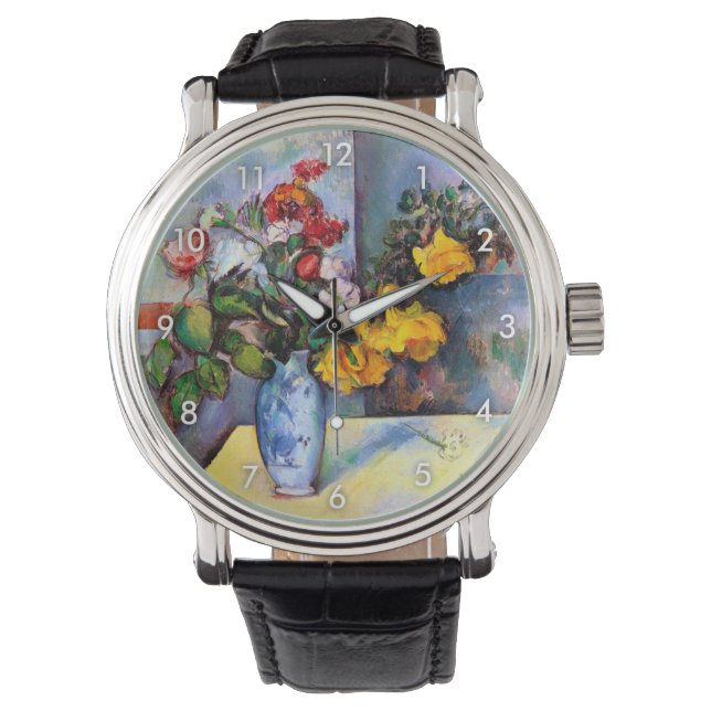 Stillleben mit Blume in einer Vase, Paul Cezanne Armbanduhr (Vorderseite)