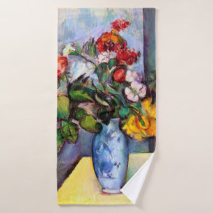 Stillleben mit Blume in einer Vase, Paul Cezanne Badehandtuch
