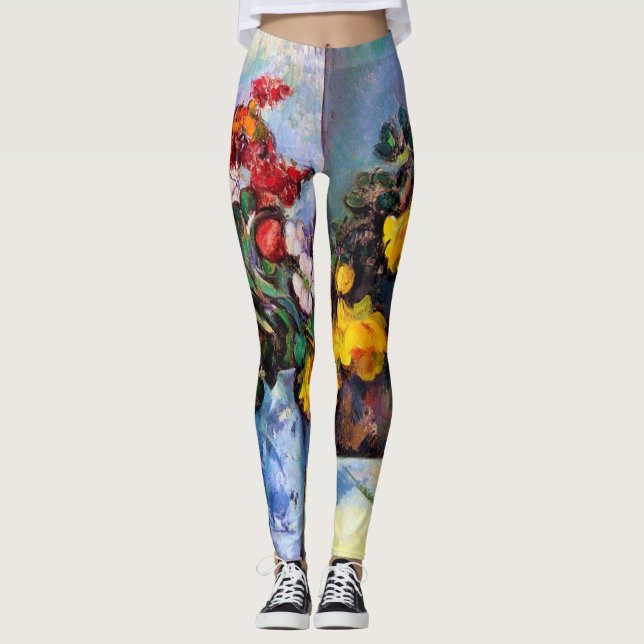 Stillleben mit Blume in einer Vase, Paul Cezanne Leggings (Vorderseite)