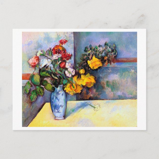 Stillleben mit Blume in einer Vase, Paul Cezanne Postkarte (Vorderseite)