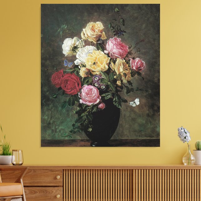Stillleben mit Blume in Vase von Olaf Hermansen Leinwanddruck (Insitu (Wohnzimmer))