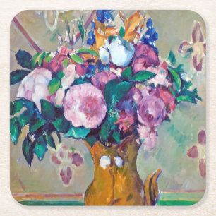 Stillleben mit Blume, Paul Cezanne Rechteckiger Pappuntersetzer