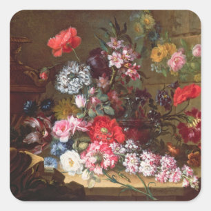 Stillleben mit Blume Quadratischer Aufkleber