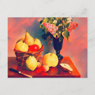 Stillleben mit Blume und Früchten Postkarte
