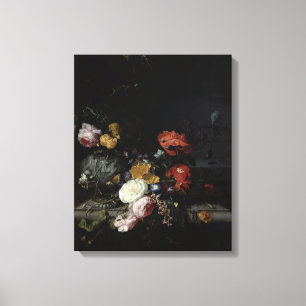 Stillleben mit Blume und Insekten Leinwanddruck