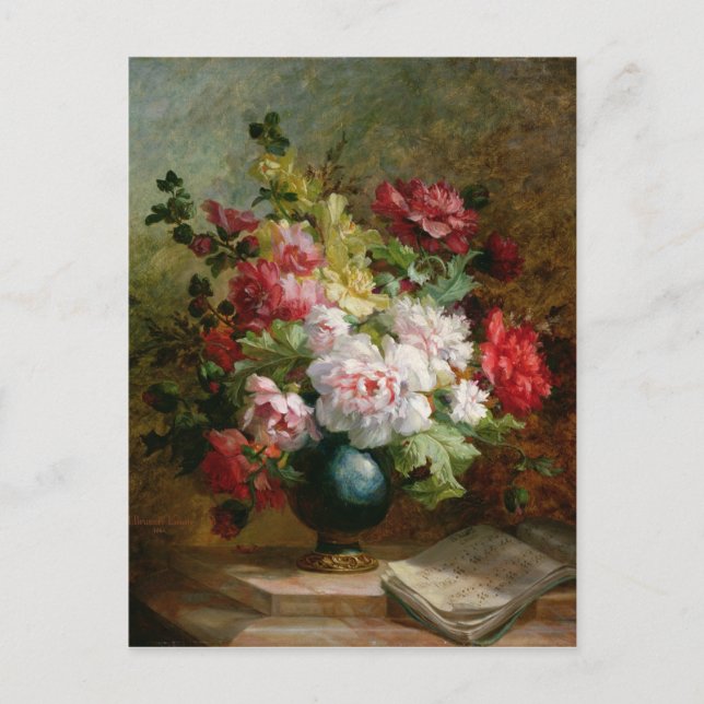 Stillleben mit Blume und Noten Postkarte (Vorderseite)