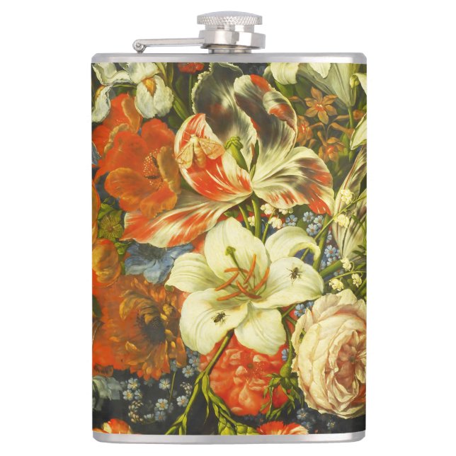 Stillleben mit Blume und Obst Flachmann (Vorderseite)