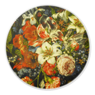 Stillleben mit Blume und Obst Keramikknauf