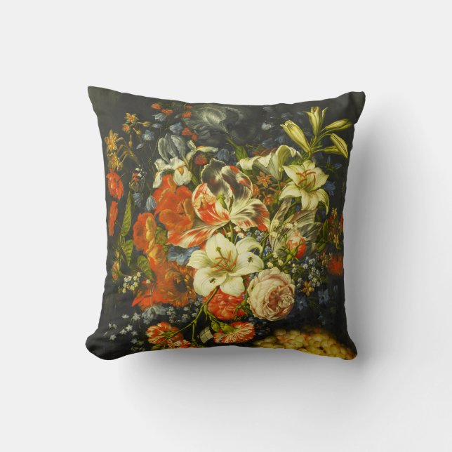 Stillleben mit Blume und Obst Kissen (Vorderseite)