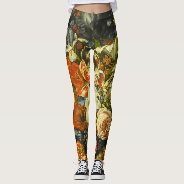 Stillleben mit Blume und Obst Leggings (Vorderseite)