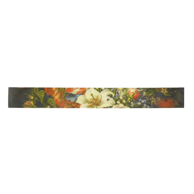 Stillleben mit Blume und Obst Satinband (Vorderseite)