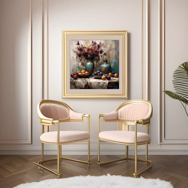 Stillleben mit Blume und Plakaten - Drucken Poster (Von Creator hochgeladen)