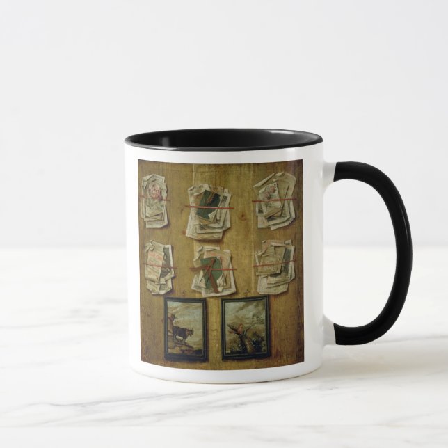 Stillleben mit Buch-Blättern und Bildern, 1783 Tasse (Rechts)