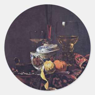 Stillleben mit chinesischem Tureen von Kalf Willem Runder Aufkleber
