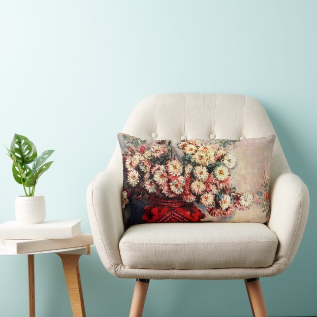 Stillleben mit Chrysanthemen von Claude Monet Lendenkissen (Stuhl )