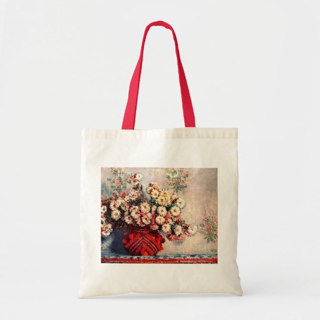 Stillleben mit Chrysanthemen von Claude Monet Tragetasche (Vorne)