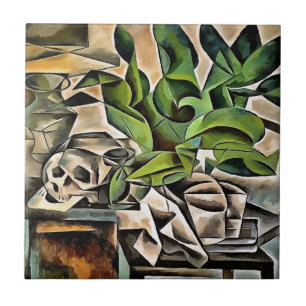 Stillleben mit Cranium Geometric Vanitas Art Fliese