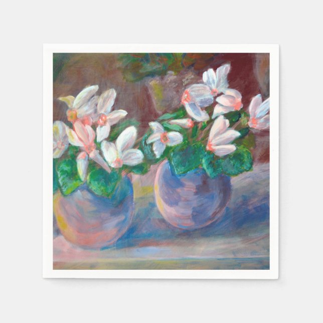 Stillleben mit Cyclamen Serviette (Vorderseite)