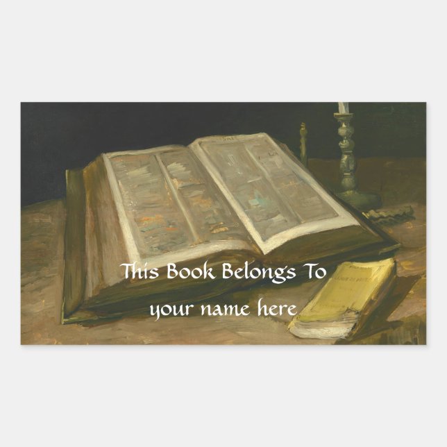 Stillleben mit der Bibel von Vincent Van Gogh Rechteckiger Aufkleber (Vorderseite)