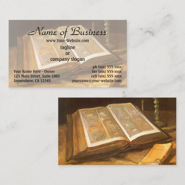 Stillleben mit der Bibel von Vincent van Gogh Visitenkarte (Vorne/Hinten)