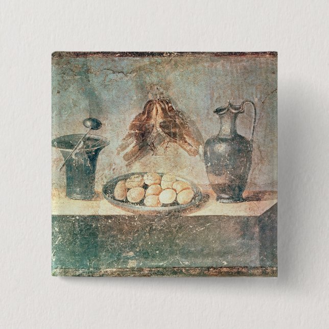 Stillleben mit Eiern und Drosseln Button (Vorderseite)