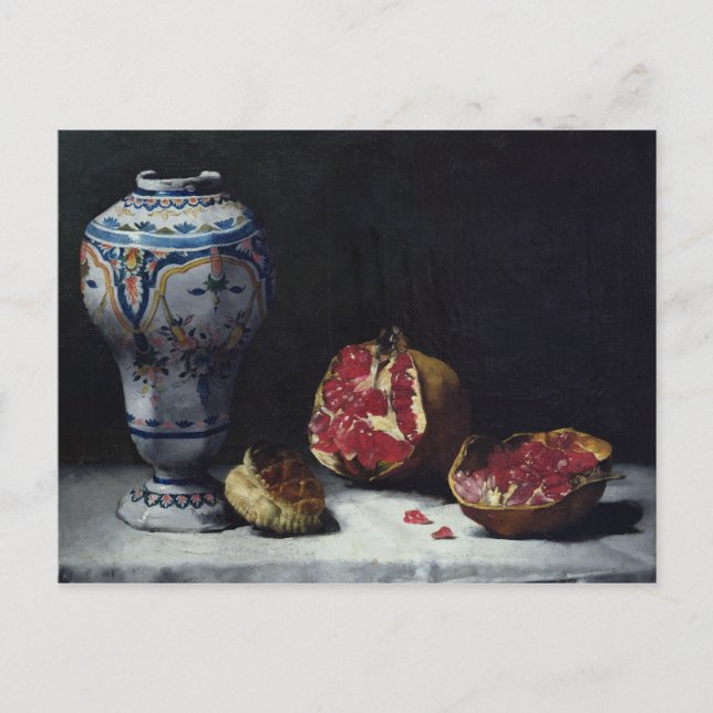 Stillleben mit einem Granatapfel Postkarte (Vorderseite)