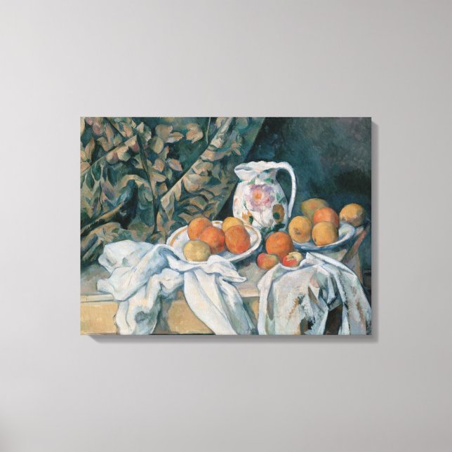 Stillleben mit einem Vorhang von Paul Cezanne Leinwanddruck (Vorderseite)