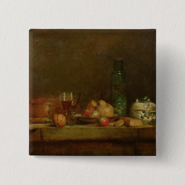 Stillleben mit einer Flasche Oliven, 1760 Button (Vorderseite)