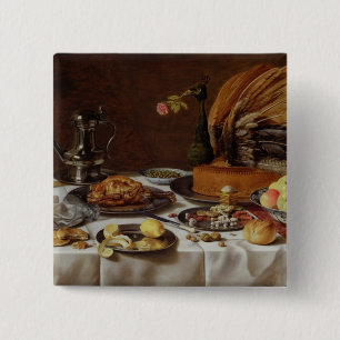 Stillleben mit einer Pfau-Torte, 1627 Button