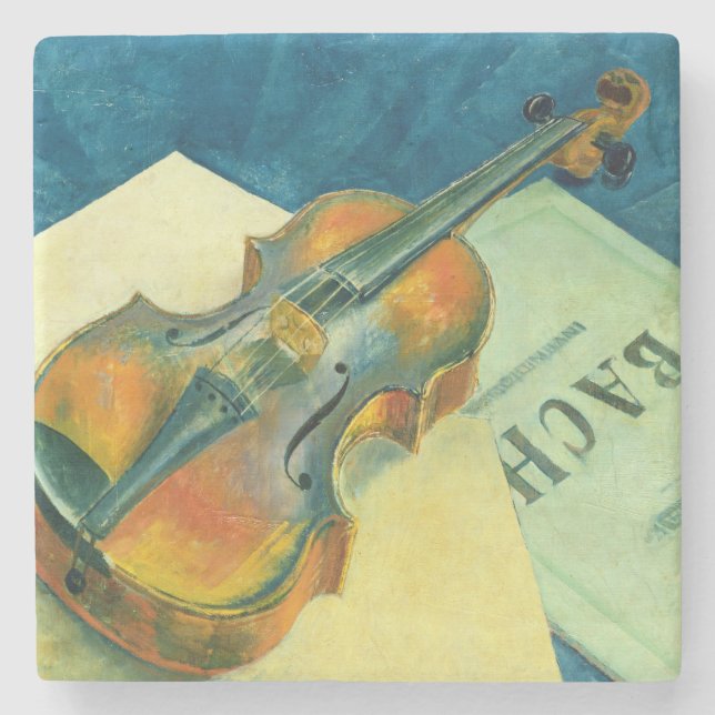 Stillleben mit einer Violine, 1921 Steinuntersetzer (Vorderseite)