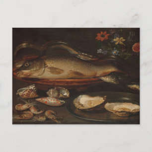 Stillleben mit Fisch von Clara Peeters Postkarte