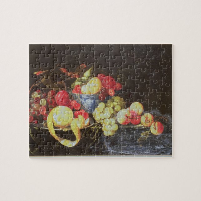Stillleben mit Frucht in Delft-Schüssel, (Horizontal)