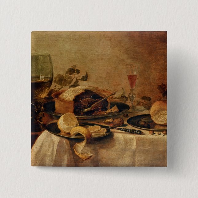 Stillleben mit Frucht-Torte, 1635 Button (Vorderseite)