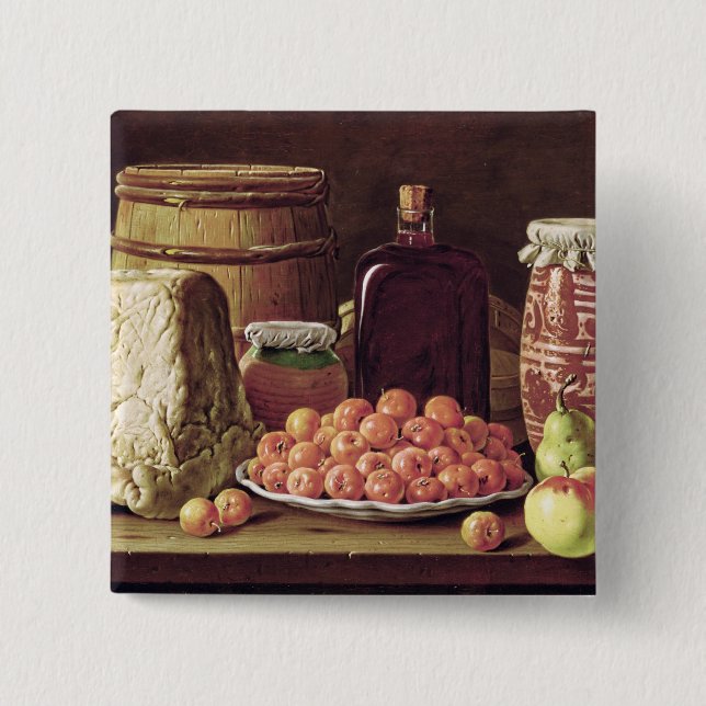 Stillleben mit Frucht und Käse Button (Vorderseite)
