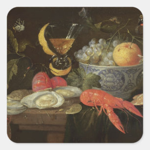 Stillleben mit Frucht und Schalentieren, 1653 (Öl Quadratischer Aufkleber