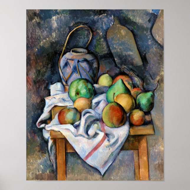 Stillleben mit Früchten, Paul Cezanne Poster (Vorne)