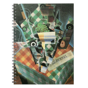 Stillleben mit geprüftem Tabletekloth von Juan Gri Notizblock