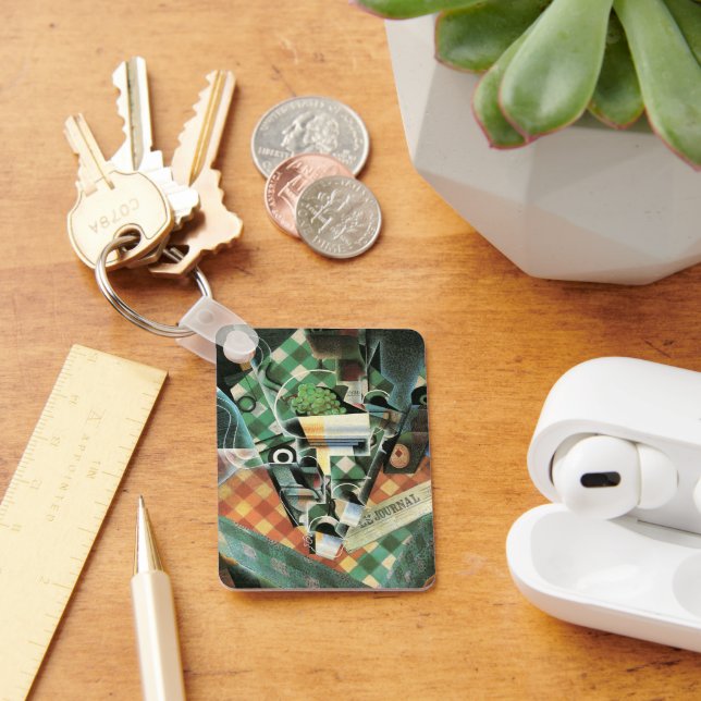 Stillleben mit geprüftem Tabletekloth von Juan Gri Schlüsselanhänger (Schreibtisch)