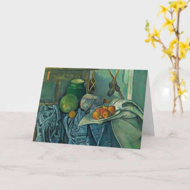 Stillleben mit Ginger Jar und Eggplants, Cezanne Karte (Gelbe Blume)