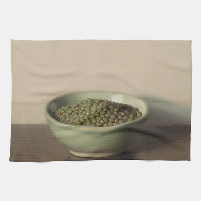 Stillleben mit grünen Linsen Geschirrtuch (Horizontal)