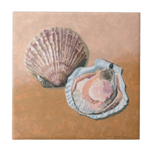 Stillleben mit Jakobsmuscheln Fliese