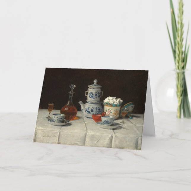 Stillleben mit Kaffee-Einstellung | Albert Anker Karte (Vorderseite)