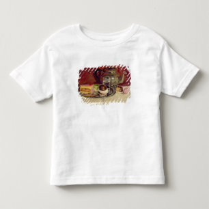 Stillleben mit Kuchen und einer Silber-Teekanne Kleinkind T-shirt