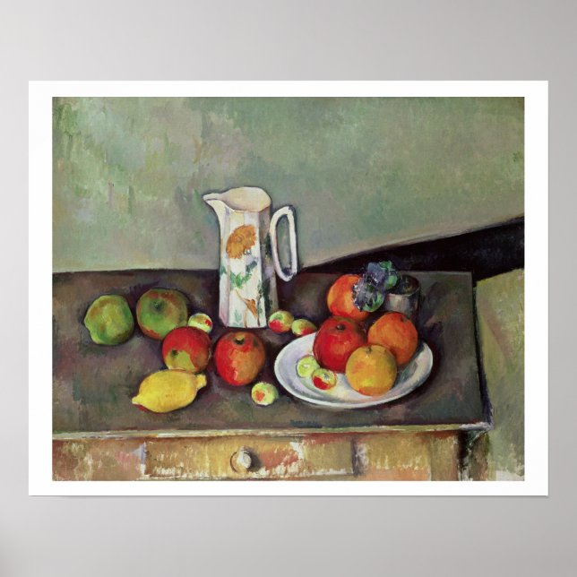 Stillleben mit Milchkrug und Obst, c.1886-90 (Öl) Poster (Vorne)