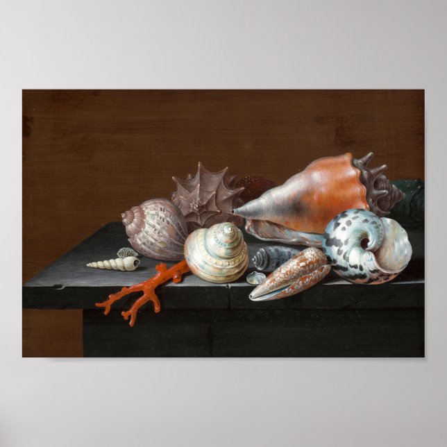 Stillleben mit Muscheln | Johann Jakob Dietzsch Poster (Vorne)