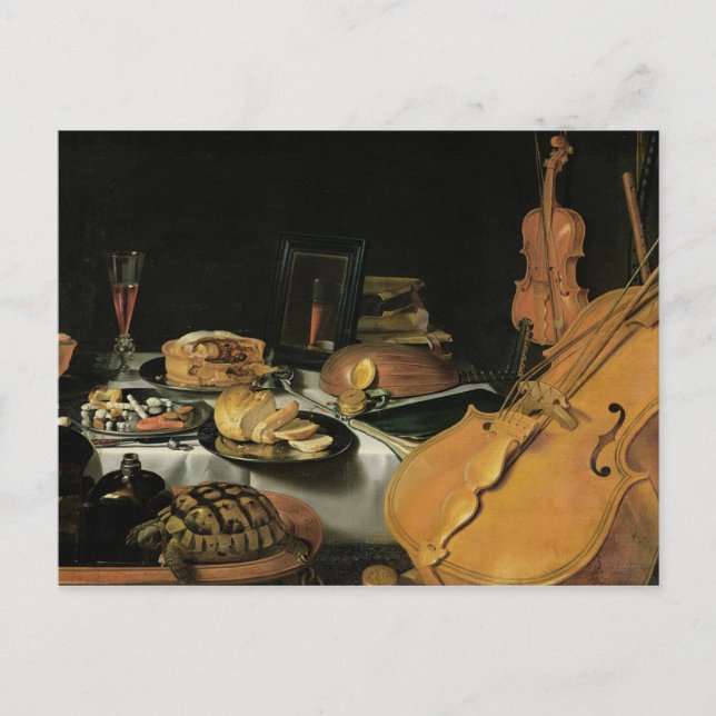Stillleben mit Musikinstrumenten, 1623 Postkarte (Vorderseite)