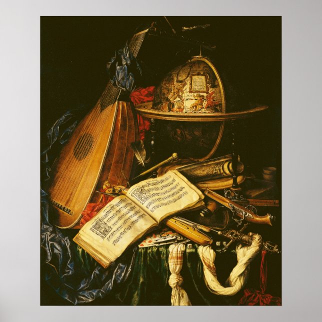 Stillleben mit Musikinstrumenten Poster (Vorne)