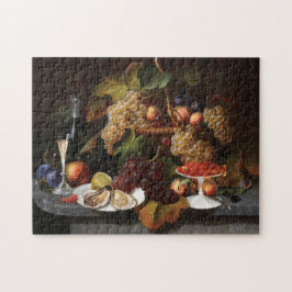 Stillleben mit Obst, Austern und Weinmalerei