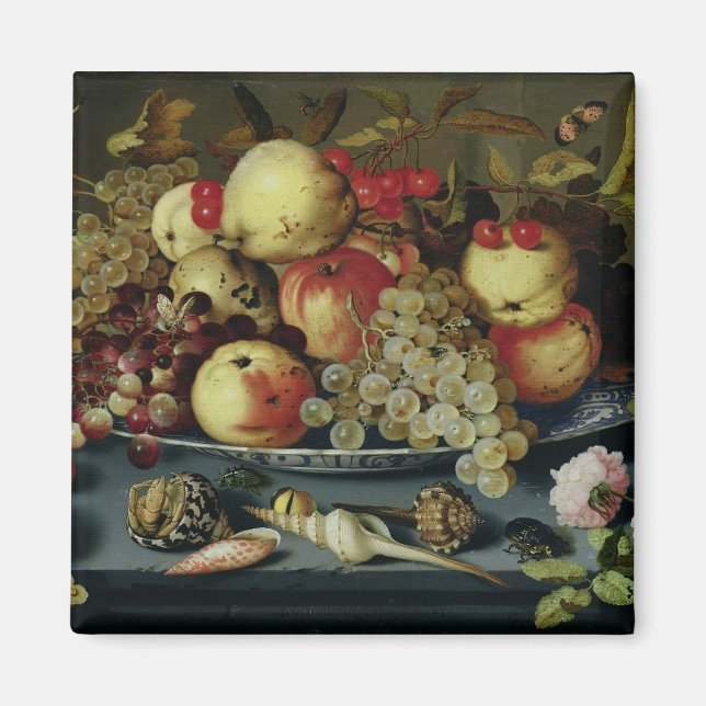 Stillleben mit Obst, Blume und Meeresfrüchten Magnet (Vorne)