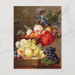 Stillleben mit Obst und Blume Postkarte